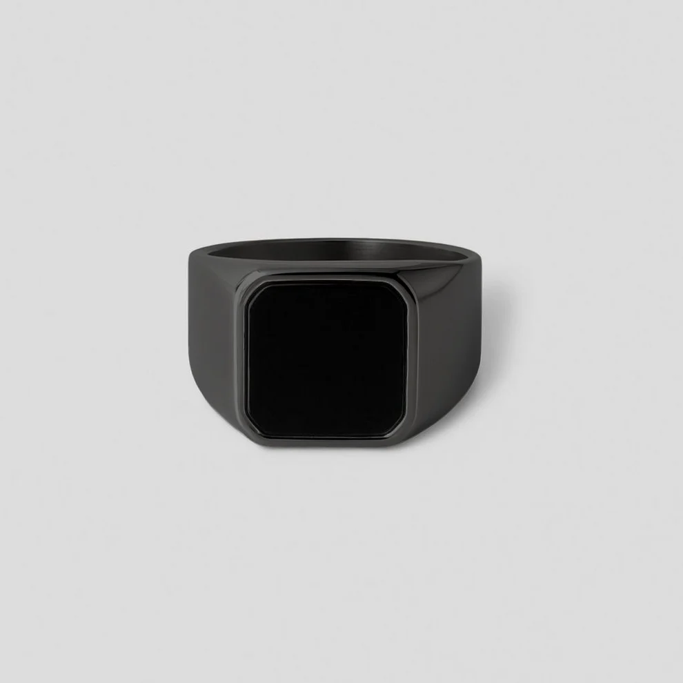 Square Agate Ring [Black]